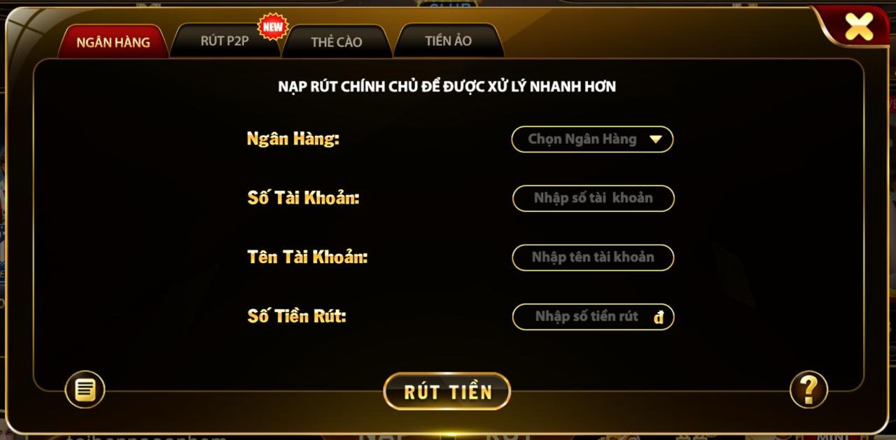 Các bước rút tiền HitClub về ngân hàng