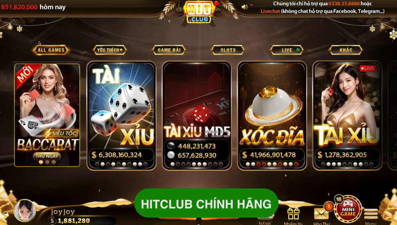 Minh họa giao diện trò chơi HitClub