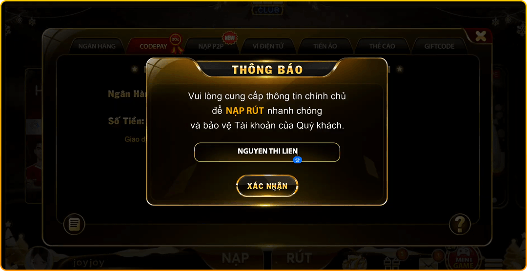 Minh họa xác minh tài khoản chính chủ