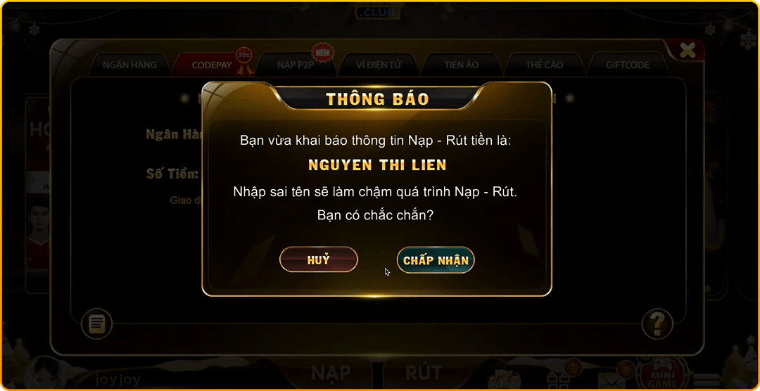 Minh họa xác minh thông tin giao dịch